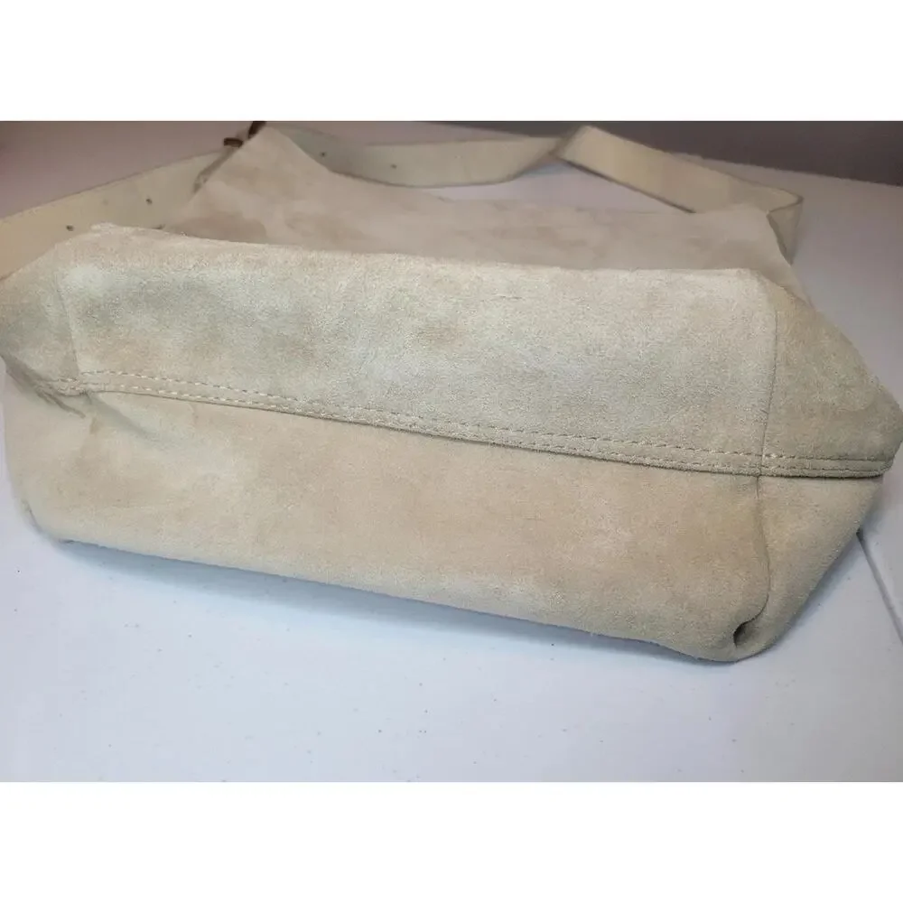 Margot New York Kaye Bucket Suede Leather Tote Bag Beige-Effortless Quiet Luxury